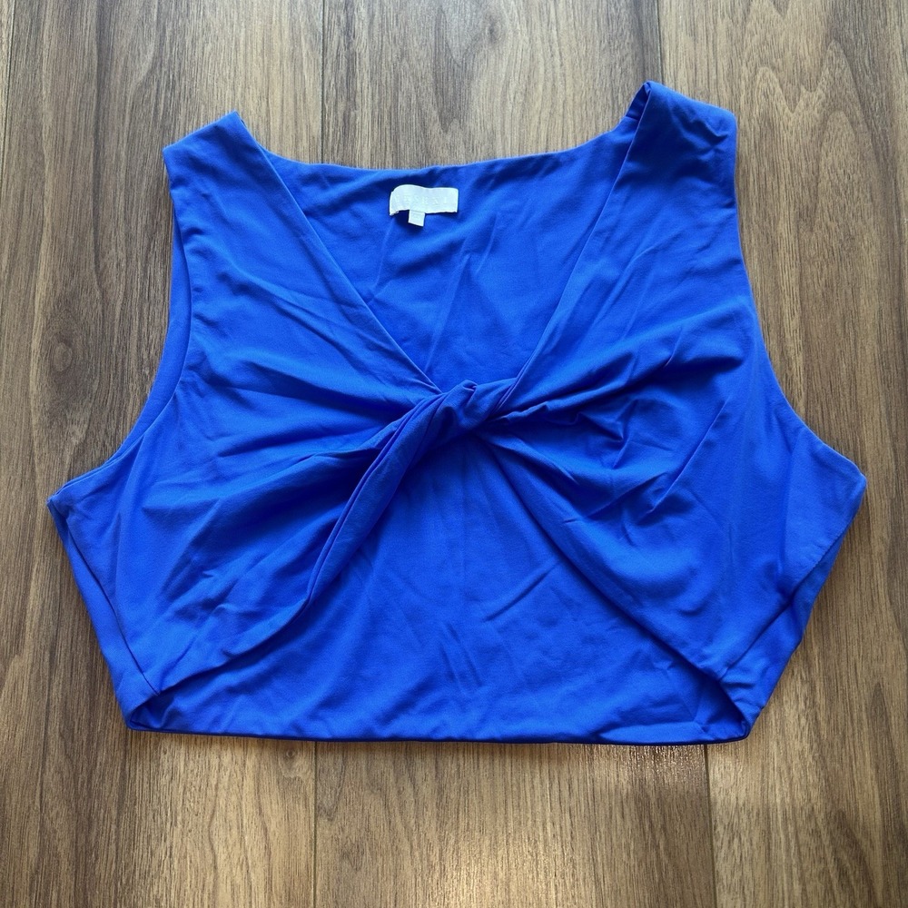 Meshki‎ Angela Front Twist Crop top In Cobalt Blue Women's Size XXL